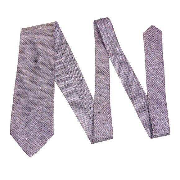 Seigo New York Silk Tie Mens 58.5” Blue Rustic Orange Houndstooth Japan Wide New - Picture 2 of 4